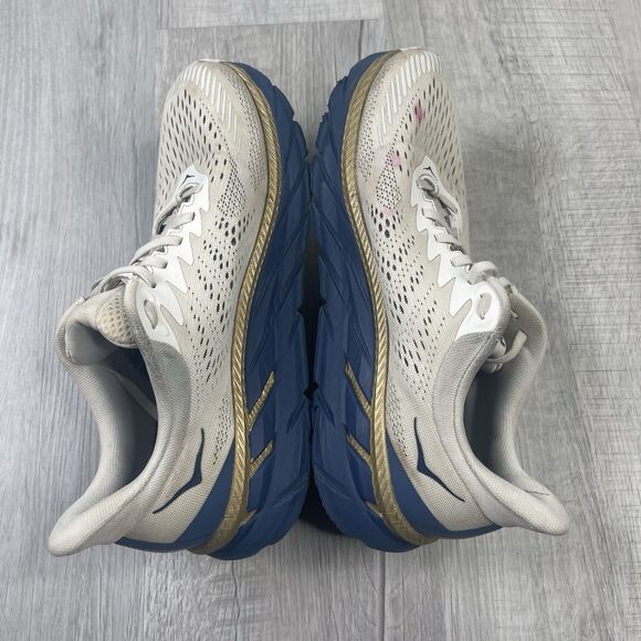 HOKA One One Clifton 7 Women’s Size 9.5 White Blue Gold Running Shoes Sneakers F - Picture 9 of 11